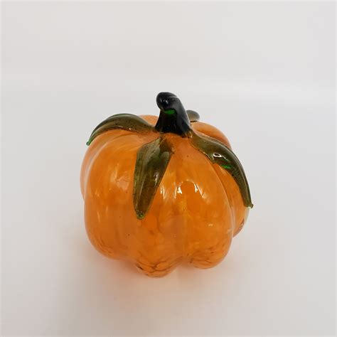 Art Glass Pumpkin Paperweight Figurine Etsy