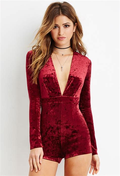 Velveteen V Neck Romper Fashion Velvet Romper Rompers