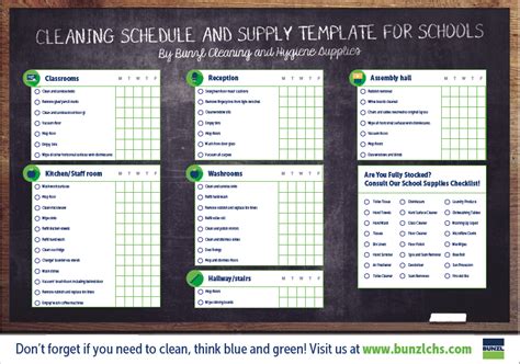 Download Cleaning Schedule And Supply Template For Schools Bunzl