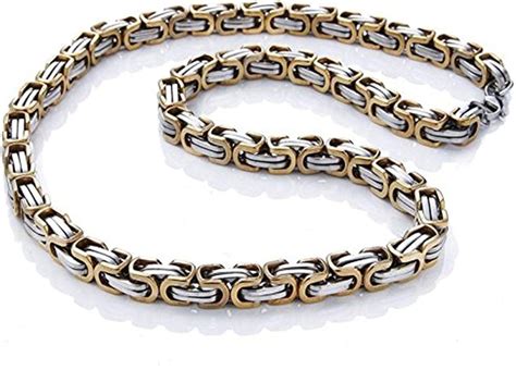 Silvity Herren Königs kette Edelstahl Farbe Bi Color Silber Gold 50cm