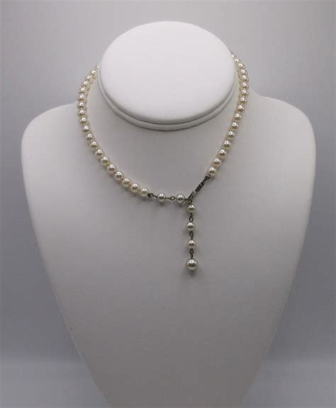 Vintage Deltah Faux Pearls Single Strand Necklace Gem