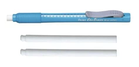 Caneta Borracha Retrátil Pentel Clic Eraser 2 Refil Cor Azul claro