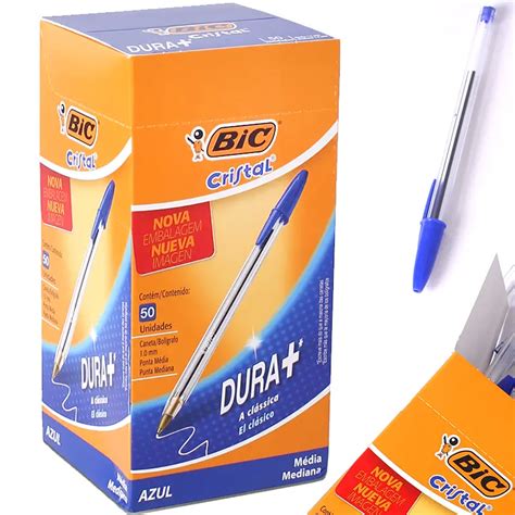 C 50 Canetas Bic Cristal Dura A Clássica Esferográfica Caixa Lupel