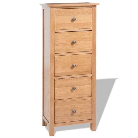 Vidaxl Tallboy Chest Of Drawers Solid Oak X X Cm Brown Vidaxl Co Uk