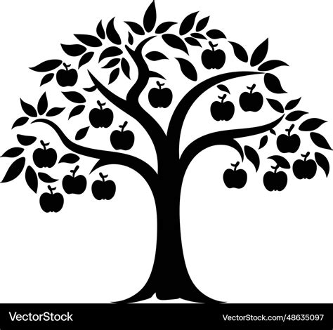 Graceful apple tree silhouette Royalty Free Vector Image