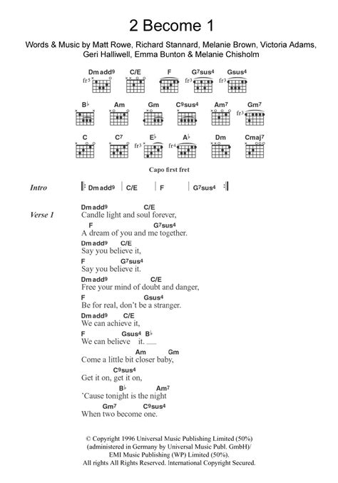 2 Become 1 by Spice Girls - Guitar Chords/Lyrics - Guitar Instructor