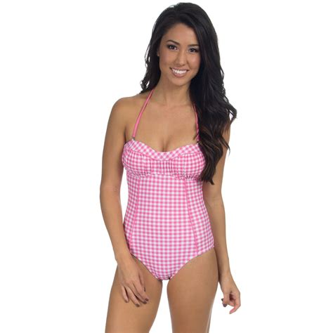 Gingham One Piece Bandeau Swimsuit In Pink By Lauren James Final Sale