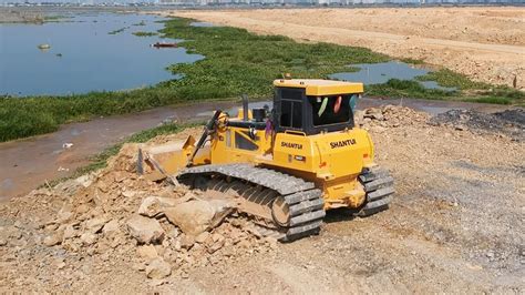 EPIC Bulldozer Pushing Huge Stone Truck Unloading Rocks Wheel Loader