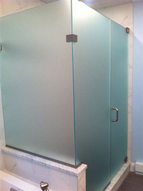 Custom Frameless Glass Corner Shower Enclosure With Frosted Glass Bathroom Cool Frosted