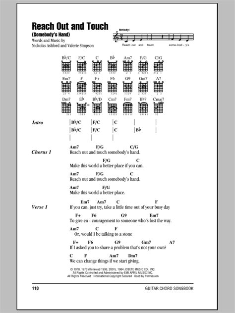 Reach Out And Touch Somebody S Hand By Diana Ross Sheet Music For