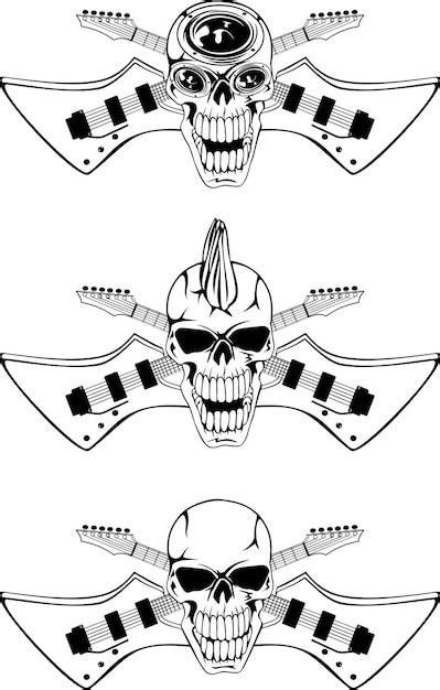 Premium Vector Vector Image Of Human Skull With Crossed Guitars