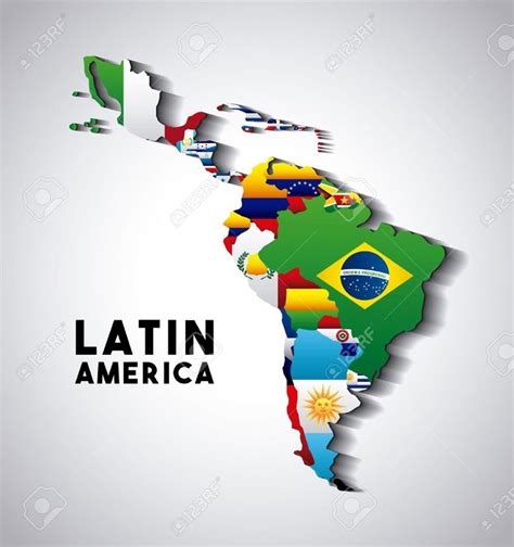 Map of Latin America with the flags of countries. colorful design ...