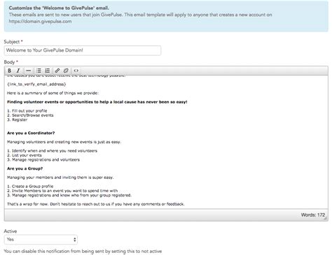 Customize Notifications Email Templates Givepulse
