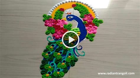 Handmade Simple And Easy Peacock Rangoli Designs