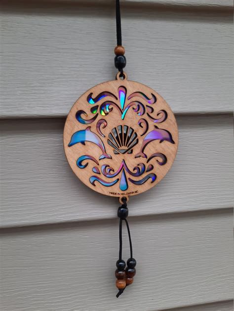 Dolphins Suncatcher Laser Cut Wood With Repurposed Dvds Etsy Canada