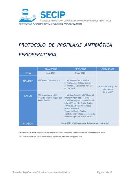 Profilaxis antibiótica Perioperatorio Helen Argudo uDocz