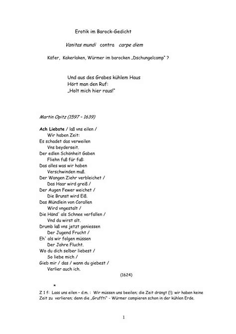 Pdf Erotik Im Barock Gedicht Vanitas Mundi Und Aus Des Pdf