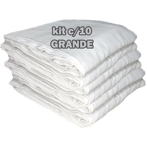 Kit 10 Pano De Chão Branco Grande Saco Duplo Algodão Atacado Desconto