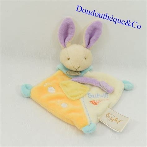 Doudou attache tétine lapin BABY NAT Super tétine vert et jaune 20