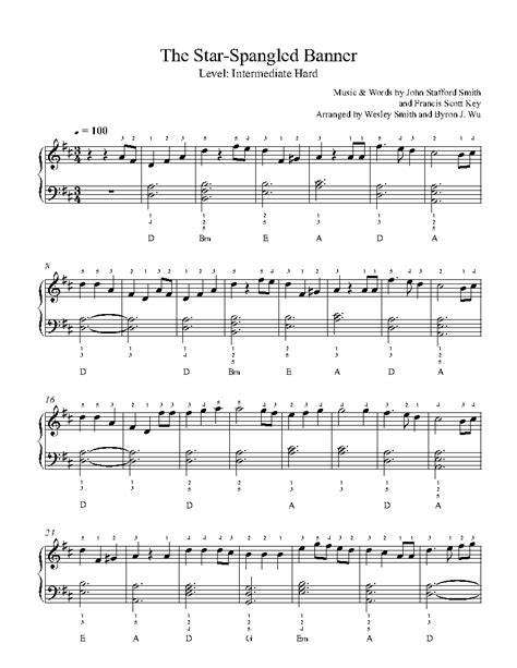 Star Spangled Banner Piano Notes