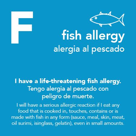 Fish Allergy Meal Cards - Thrive Meetings and Events