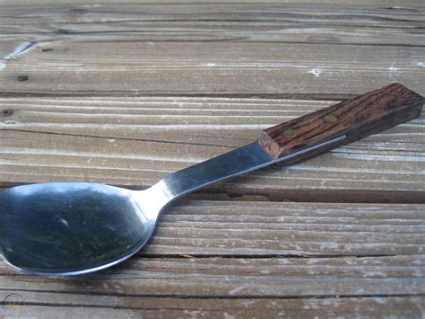 Vintage Barlow Stainless Steel Japan Serving Spoon Wood Handle Rosewood