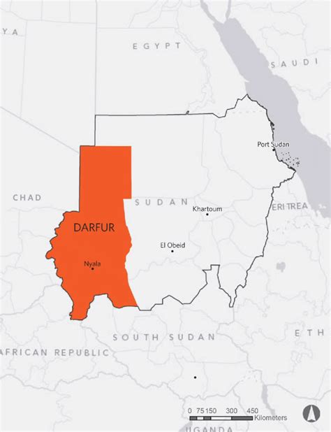 Map of Darfur and Sudan. Data source: GADM database of Global ...