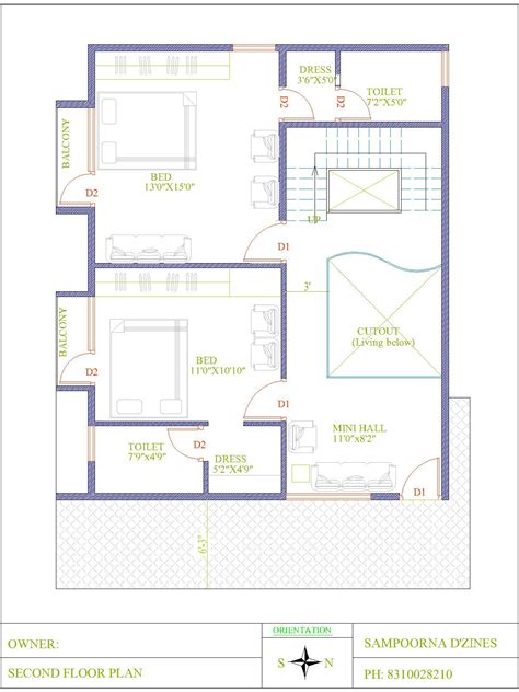 Duplex Bhk X East Facing Second Floor House Plan Modern Small