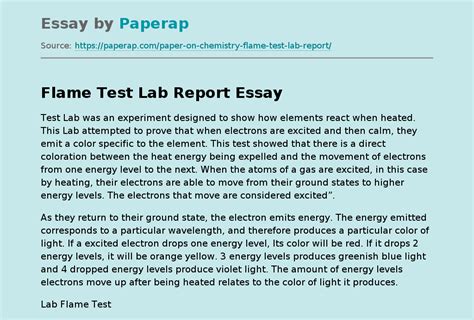 Flame Test Lab Report Free Essay Example