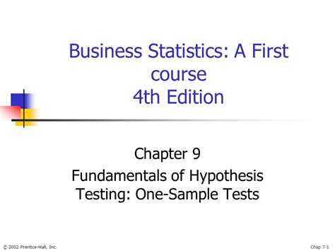 2002 Prentice Hall Inc Chap 7 1 Business Statistics A First Course