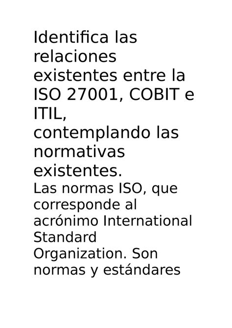 Identifica Las Relaciones Existentes Entre La Iso 27001 Identifica