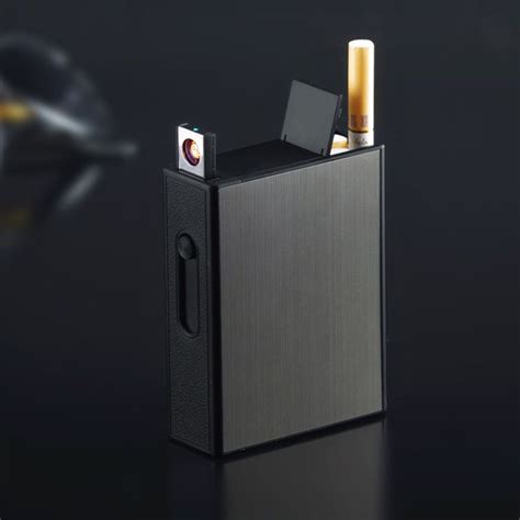 Metal Cigarettes Case With Flameless USB Rechargeable Electronic Lighter