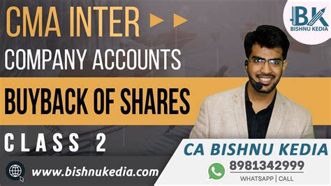 CMA Inter Old And New Syllabus Company Accounts Buyback Of Shares