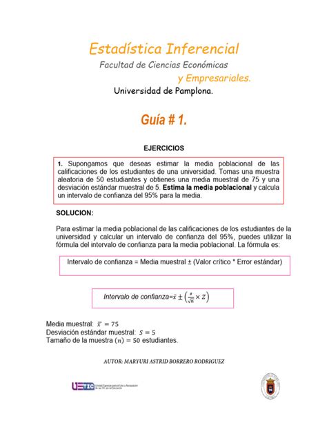 Mis Ejercicios Estimacion Inferencial Pdf Intervalo De Confianza Desviación Estándar