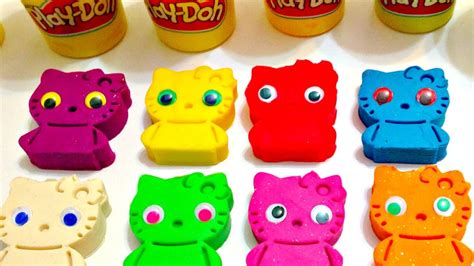 Learn Colors With Play Doh Sparkle Hello Kitty Animal Molds Fun