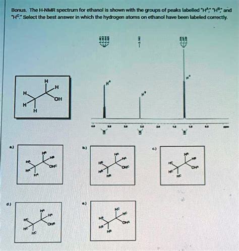 Solved Bonus The H Nmr Spectrum For Ethanol Is Shown With The Groups