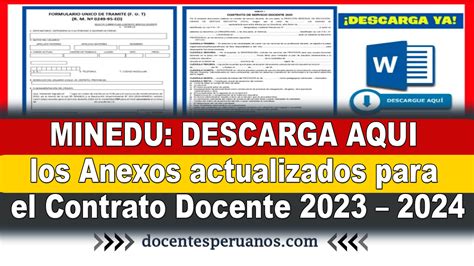 Minedu Descarga Aqui Los Anexos Actualizados Para El Contrato Docente