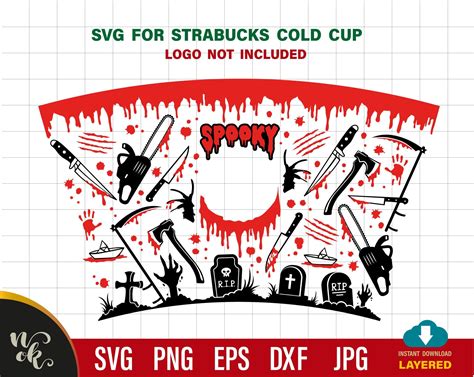 Spooky Starbucks Cup Svg Full Wrap Horror Movie Svg For Etsy Canada