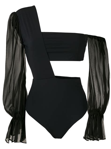 Amir Slama One Shoulder Bodysuit Black Farfetch