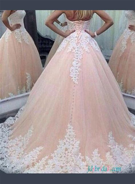 Blush Sweetheart Princess Pink Colored Ball Gown Wedding Dress 2660287