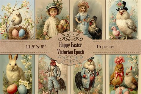 Vintage Victorian Easter cards, Ephemera, (2672024)