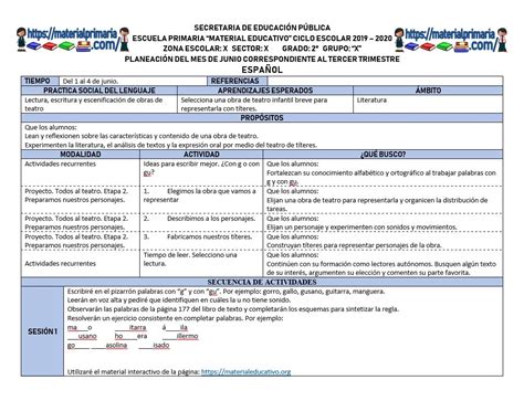 Planeaciones Del Mes De Junio Del Segundo Grado Del Tercer Trimestre Del Ciclo Escolar 2019