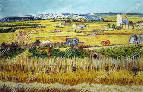 Harvest Landscape Painting by Vincent Van Gogh Reproduction | iPaintings.com