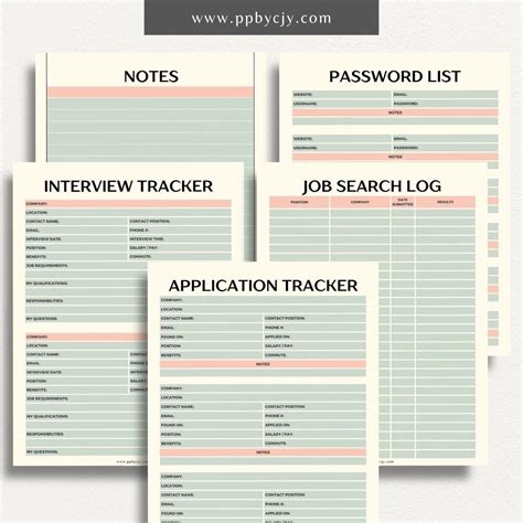 job search template bundle track applications interviews