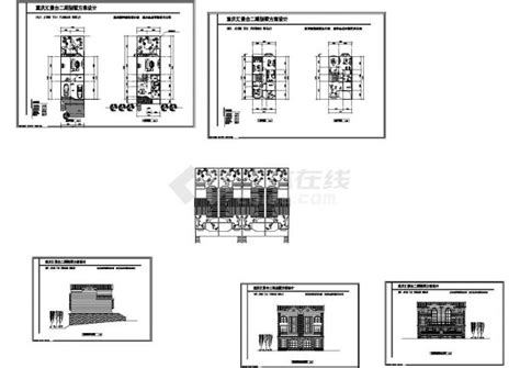 某三层框架结构联排别墅（271㎡）设计cad全套建施图（含经济技术指标）框架结构土木在线