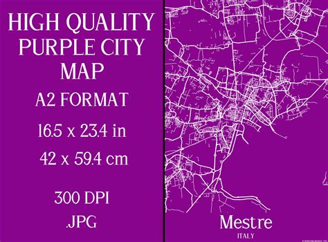 Mestre Italy | Purple City Map Graphic by Mappingz · Creative Fabrica