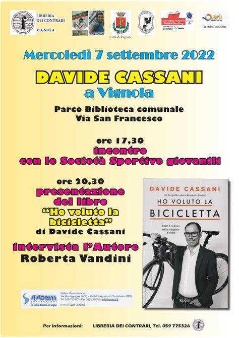 A Vignola Davide Cassani Presenta Il Suo Libro Ho Voluto La Bicicletta