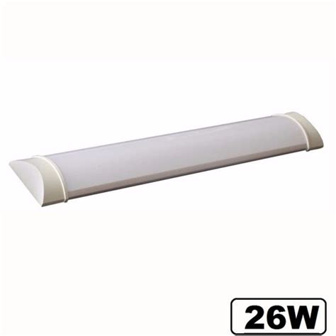 6 Luminária Tubular Sobrepor Led Slim 26w Branco Frio 90cm