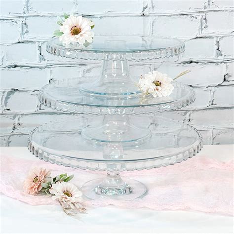 Cake Stand Glass Ruffle Edge Boxwood Events Ltd