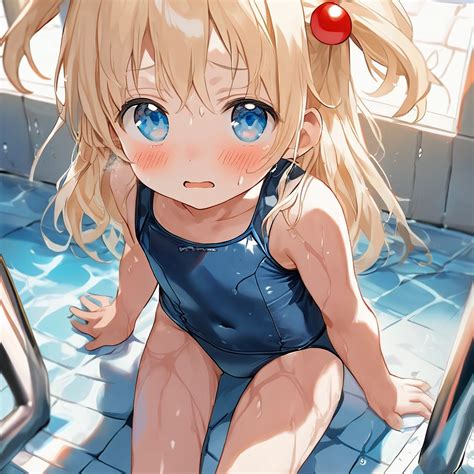 Wet Blonde Girl In School Swimsuit Aipictors